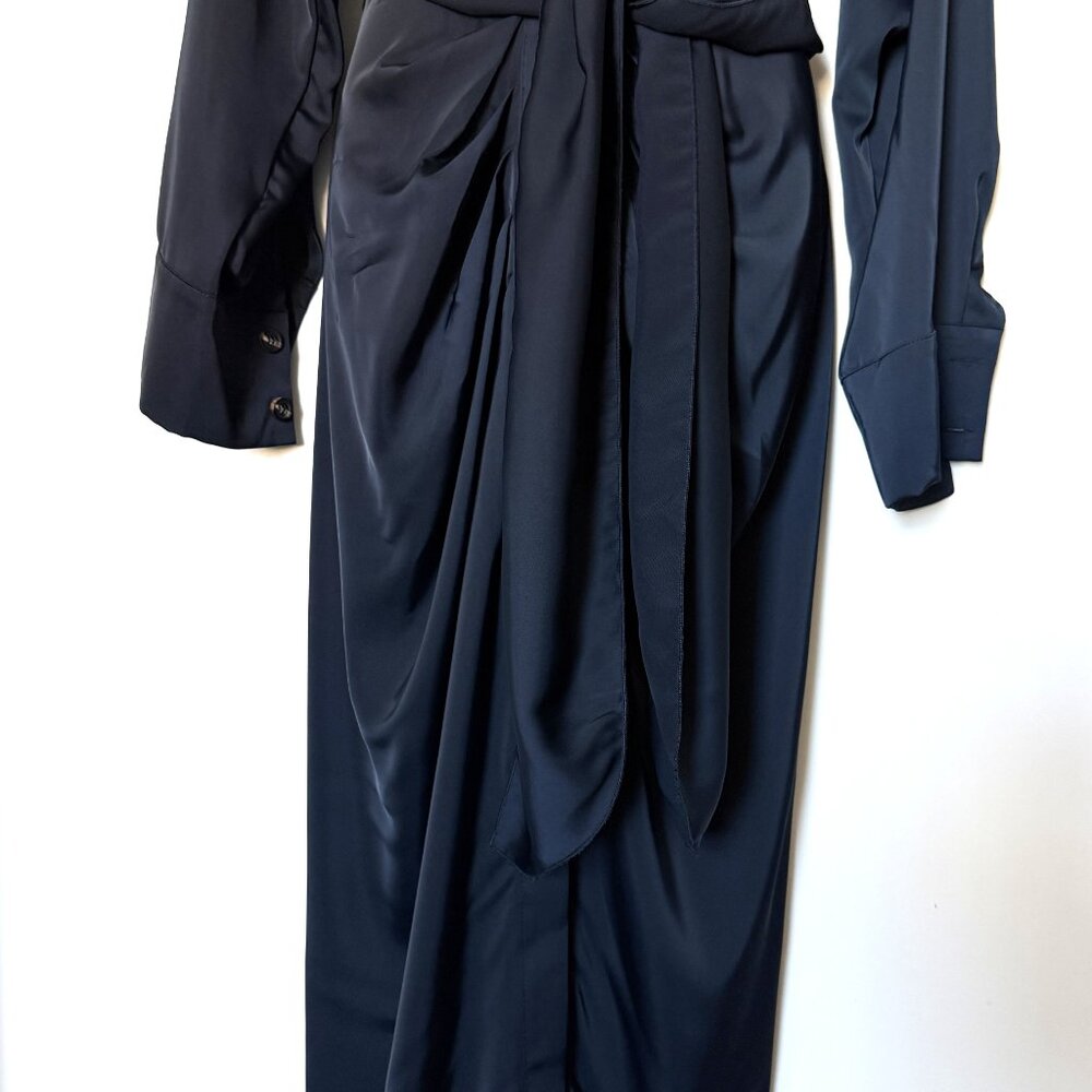 BTFBM Dress Women's Midi Dark Blue Long Sleeve Evening Size L - Picture 10 of 14